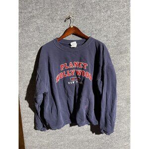 Vintage Planet Hollywood Sweatshirt Mens XL Blue New York Crewneck 90s Fleece